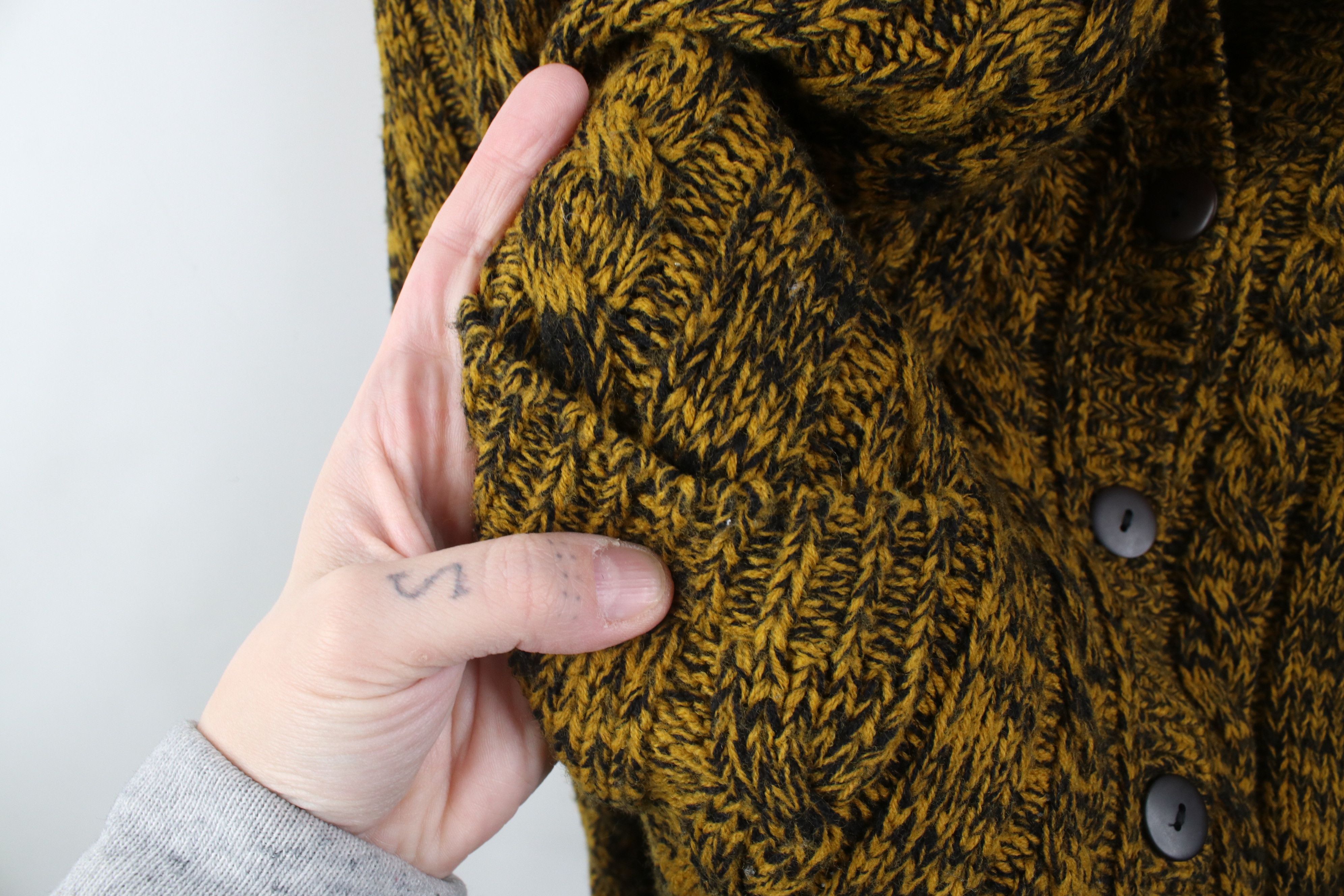 Vintage Vintage 90s Streetwear Chunky Knit Cardigan Sweater Yellow Size XXL / US 16-18 / IT 52-54 - 5 Thumbnail