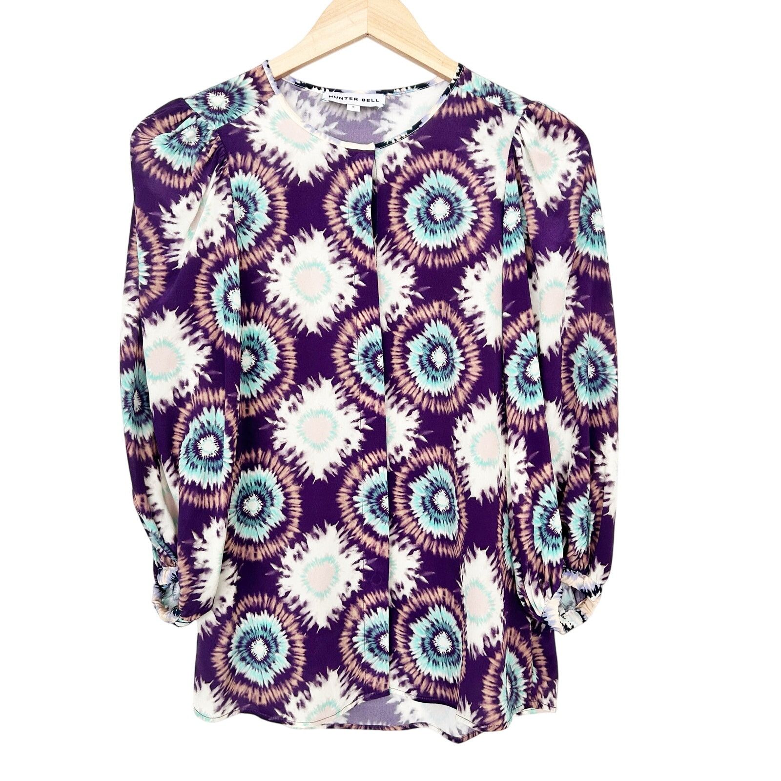 Hunter Bell Hunter Bell Finley Purple Printed Blouse Sz S Size S / US 4 / IT 40 - 7 Thumbnail