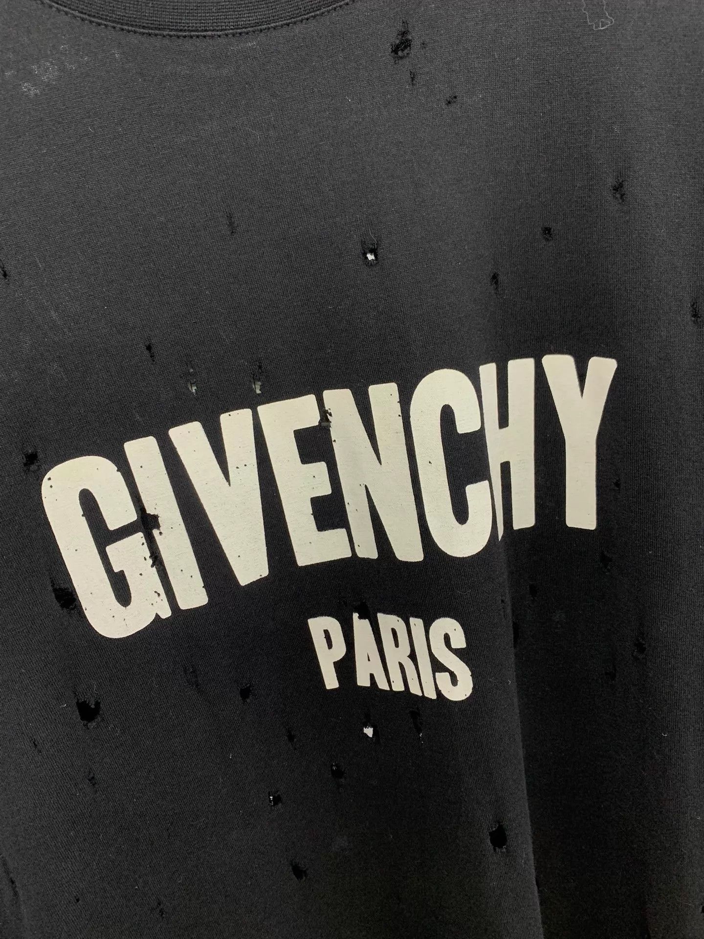 Givenchy Givenchy Black Distressed Short-Sleeve Tee XS New Size US XS / EU 42 / 0 - 2 Thumbnail
