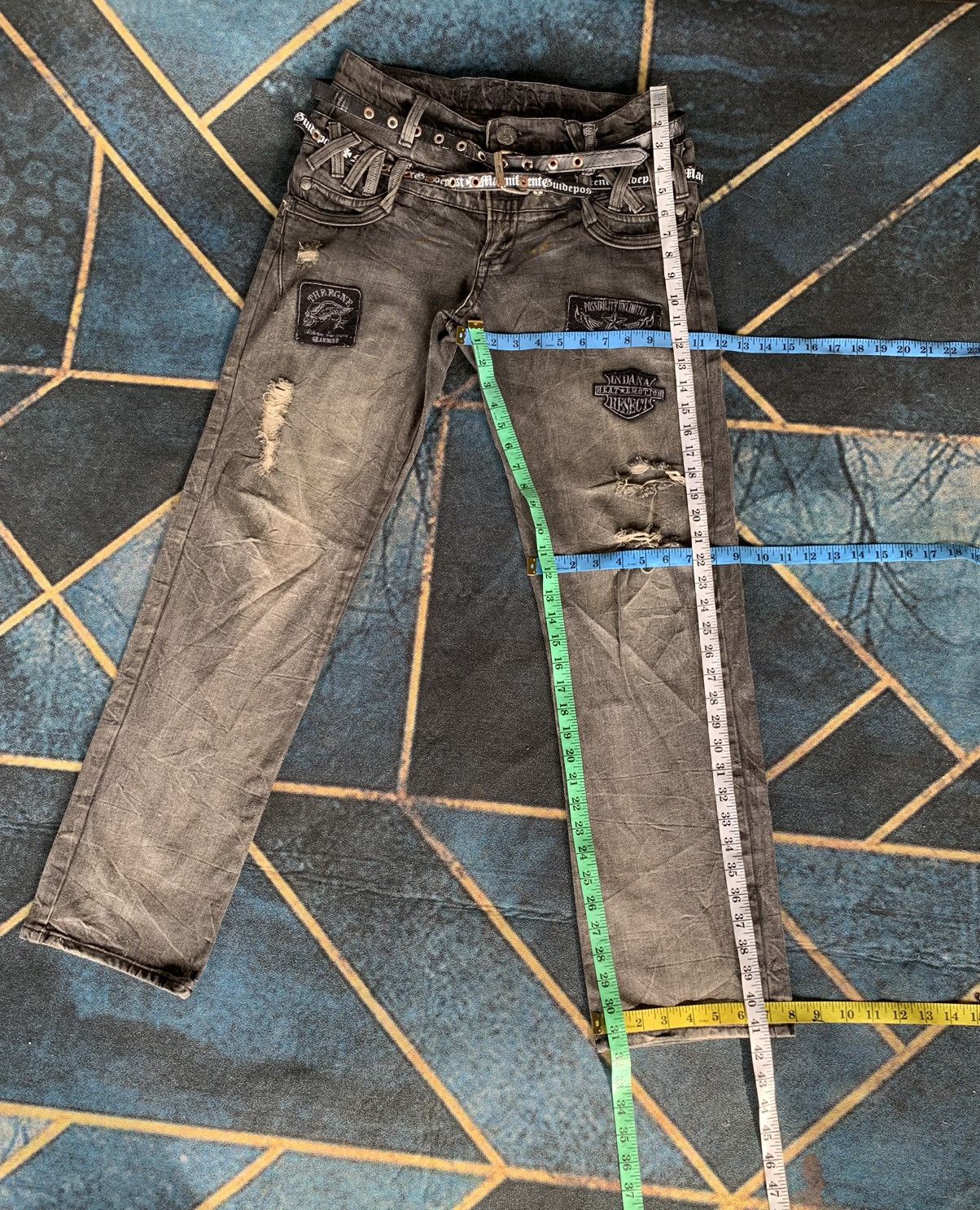 If Six Was Nine 💥 OriginalStyle Distressed Double Waist Denim Size US 32 / EU 48 - 15 Thumbnail
