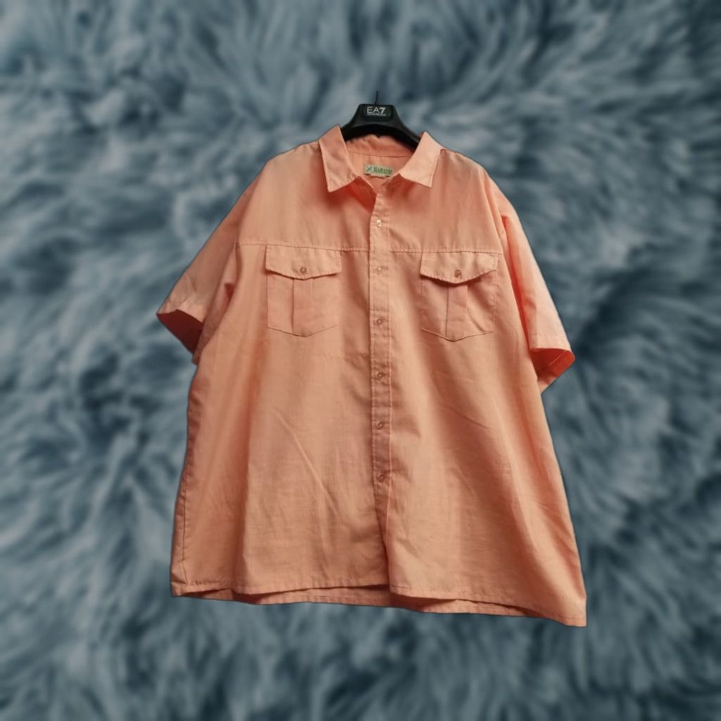 Haband VINTAGE Haband Shirt Mens 2XL Short Sleeve Button-Up Peach Linen Blend Lightweight Casual Buttons Pocket Collared Regular Mens Size US XXL / EU 58 / 5 - 1 Thumbnail