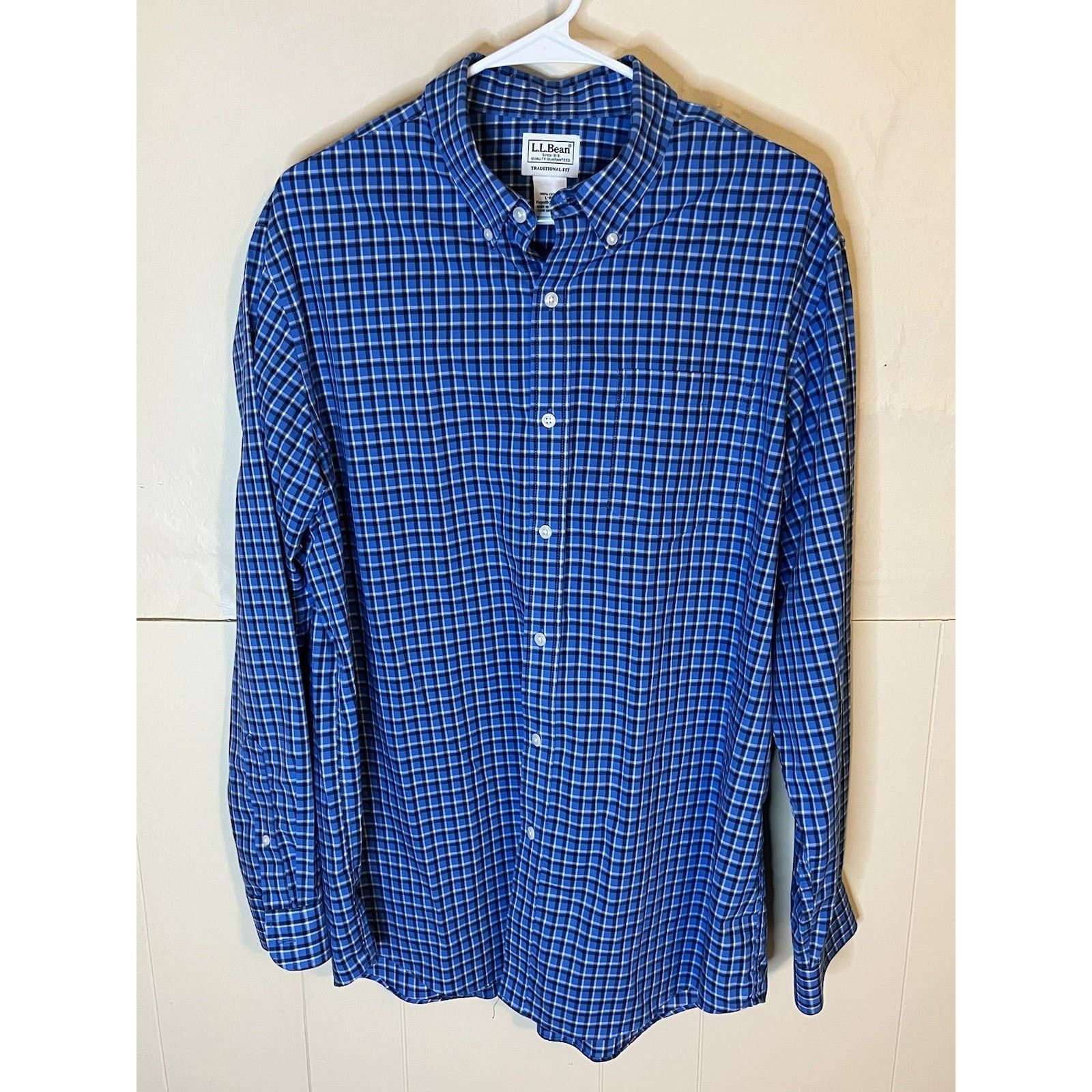 L.L. Bean L.L. Bean Mens L Blue Plaid Cotton Traditional Fit Shirt Size US L / EU 52-54 / 3 - 1 Thumbnail