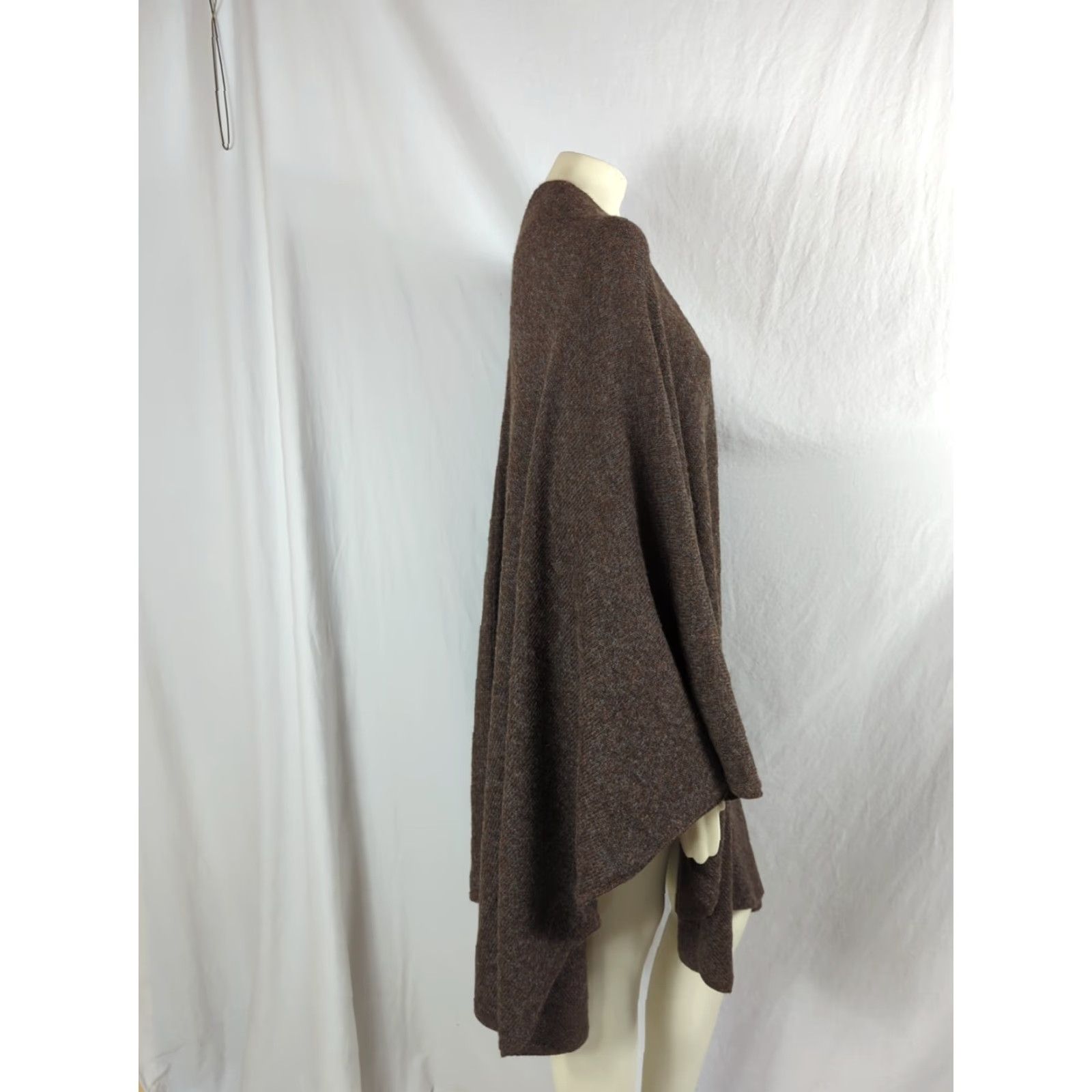 Vintage NOVICA Brown Cape Poncho Alpaca Blend One Size Women Sleeveless Open Neck Open-Front Capelet Casual Travel Business Size ONE SIZE - 2 Thumbnail