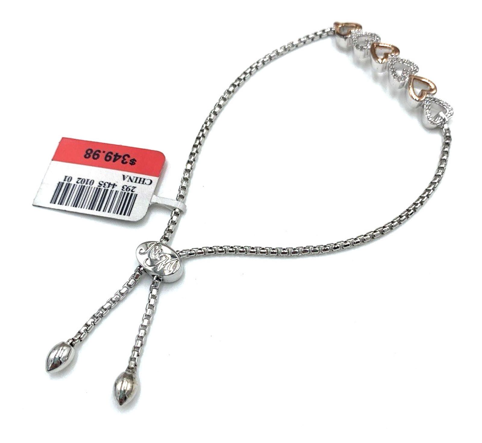 Other 14kt Rose Accent Gold Diamond Open Heart Adjustable Bracelet Size ONE SIZE - 1 Thumbnail