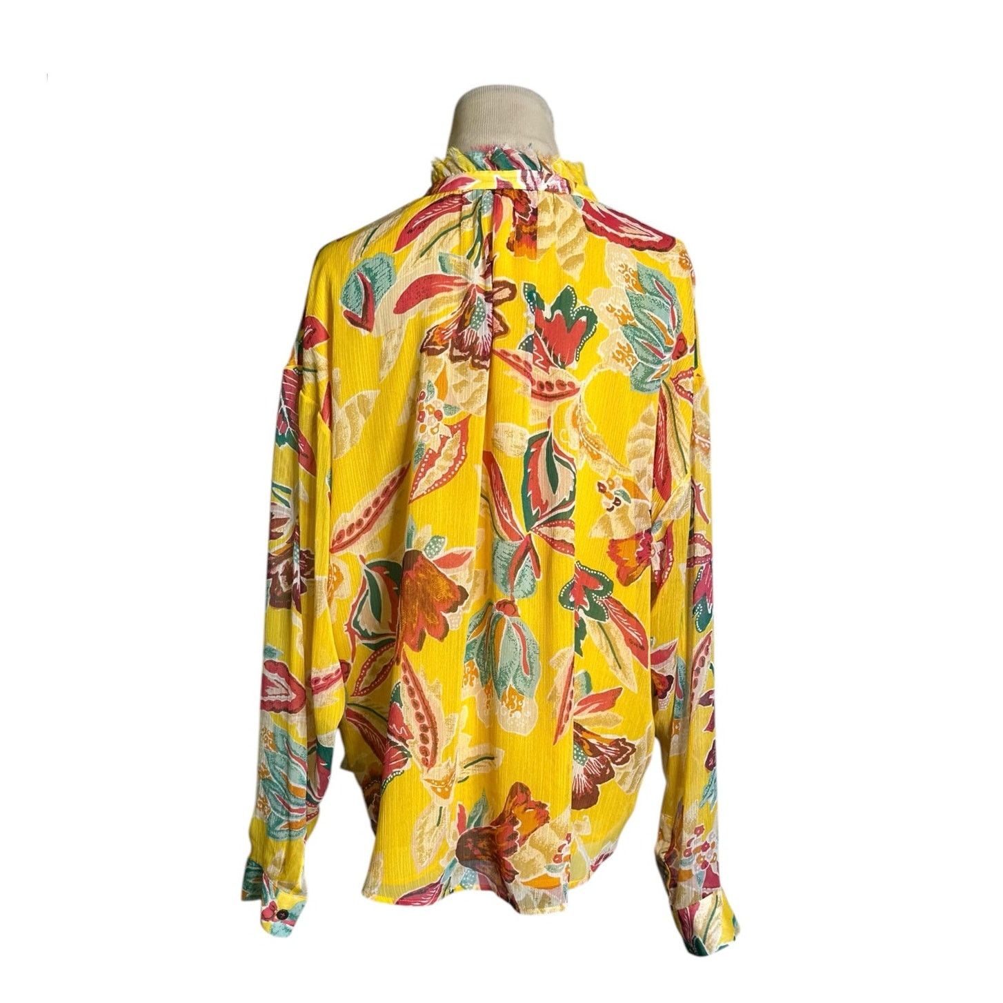 Anthropologie Pilcro yellow floral long sleeves blouse size 1X Size XL / US 12-14 / IT 48-50 - 2 Thumbnail