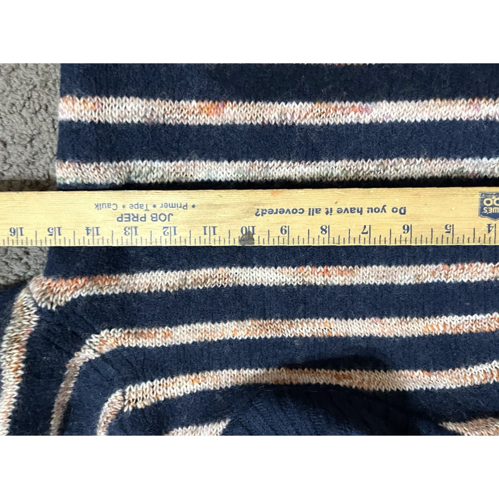 Madewell VINTAGE Madewell Womens Sweater Pullover Long Sleeve Knit Wool Mock Neck Striped Winter Size S Navy Blue Size S / US 4 / IT 40 - 4 Thumbnail