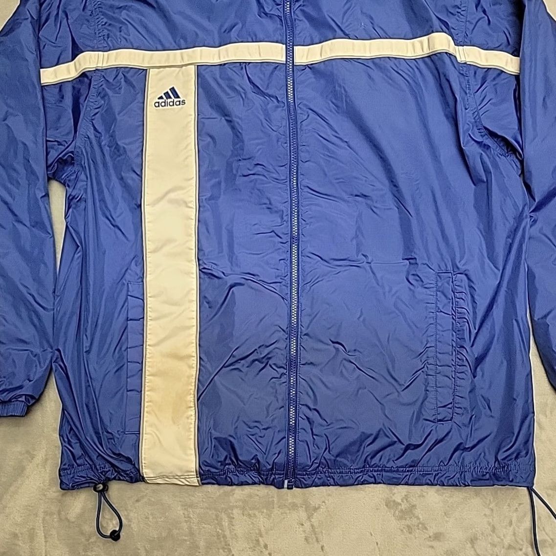 Adidas VINTAGE Adidas Jacket Mens XL Blue White Windbreaker Full Zip Track Y2K Retro Size US XL / EU 56 / 4 - 2 Thumbnail