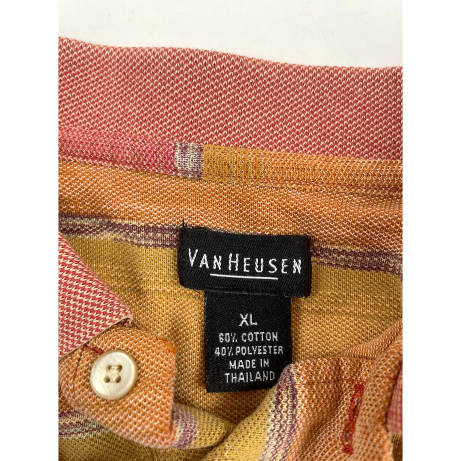 Van Heusen Van Heusen Polo Shirt Men XL Red & Tan Color Blocks Striped Short Sleeve Polo Shirt - Men’s Casual Golf Authentic Size US XL / EU 56 / 4 - 6 Thumbnail