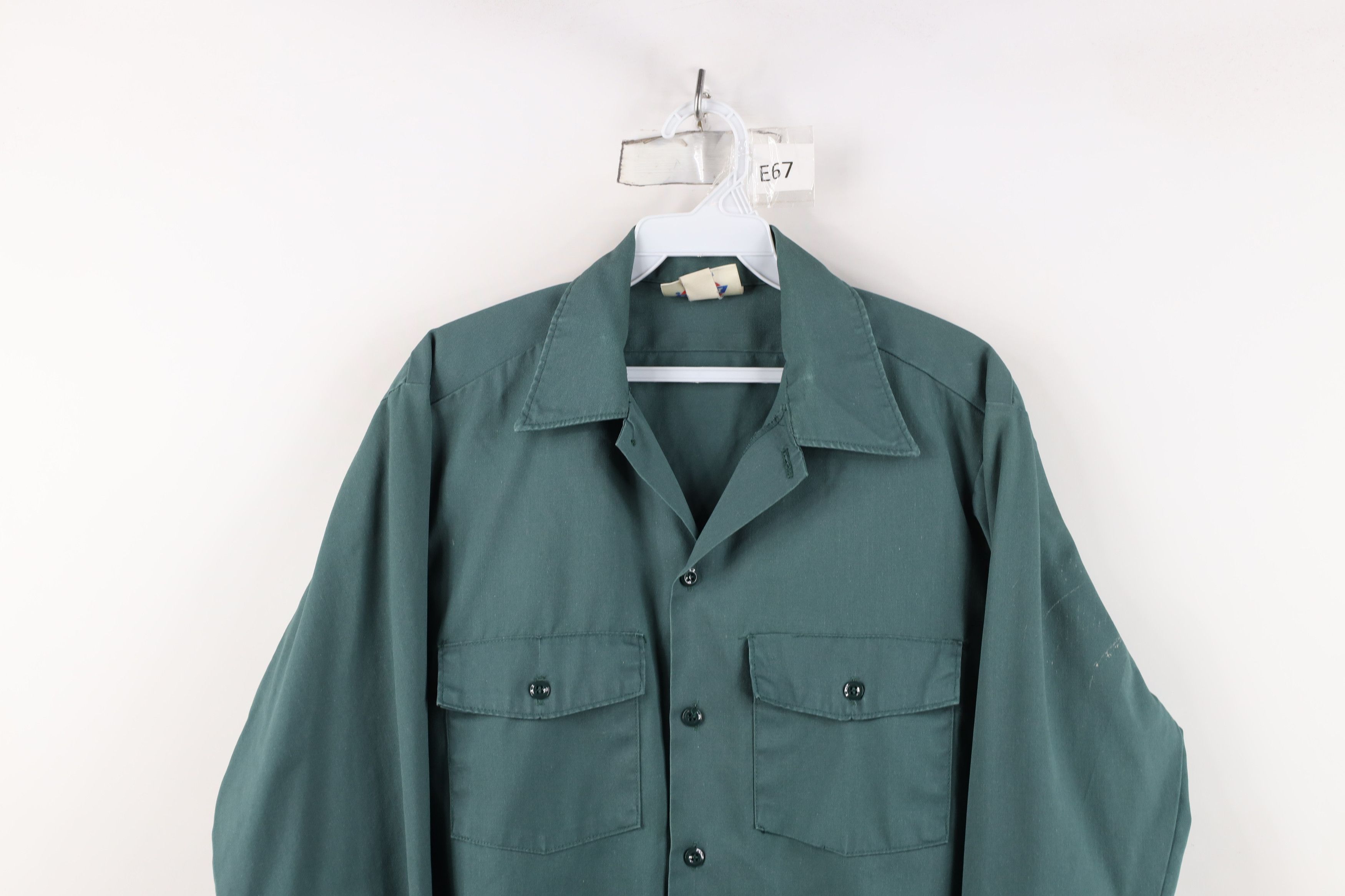 Dickies Vintage 90s Dickies Workwear Mechanic Button Shirt USA Green Size US M / EU 48-50 / 2 - 2 Thumbnail