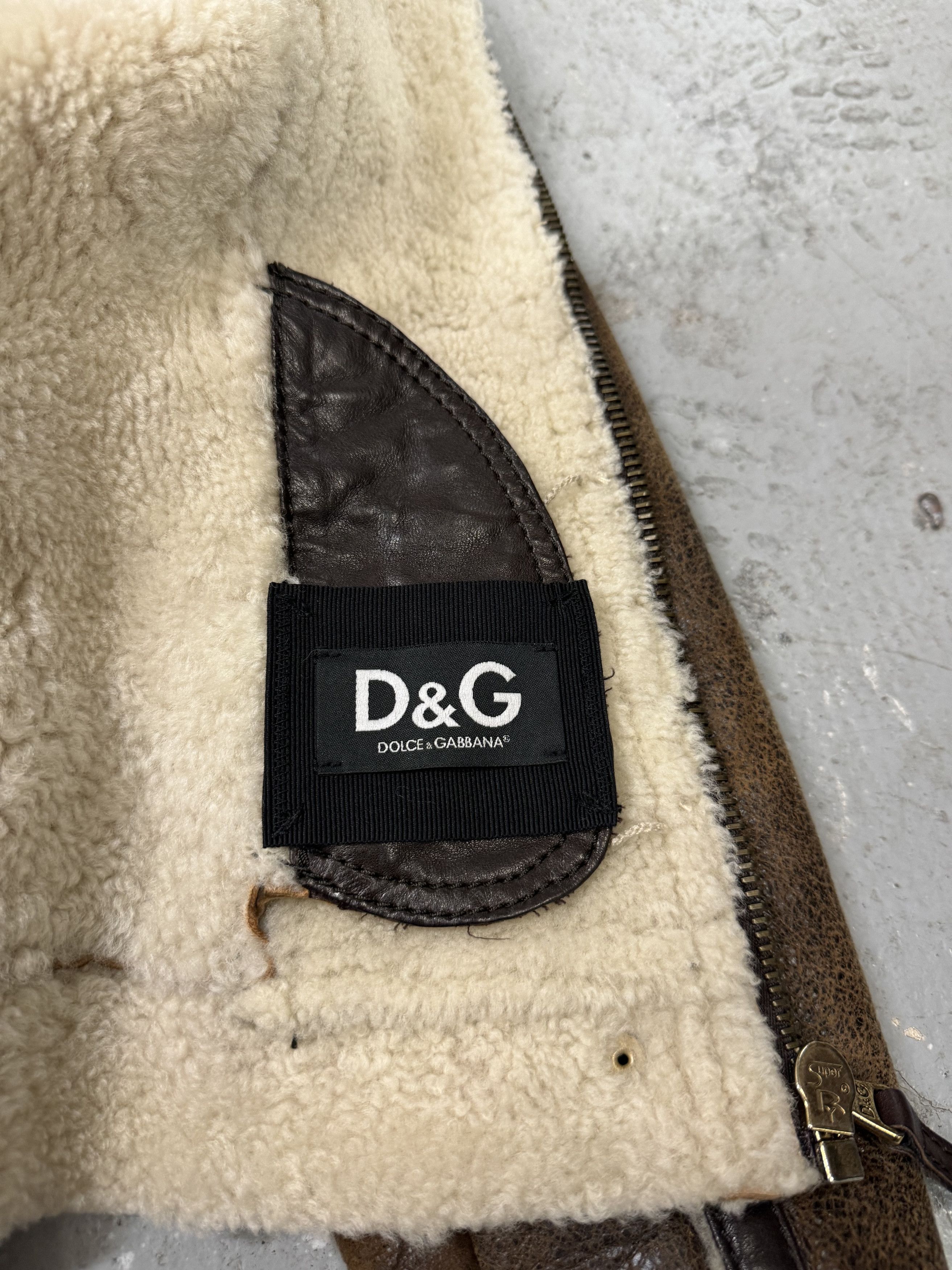 Dolce & Gabbana × Vintage FW2010 Dolce & Gabbana Brown Faded Shearling Leather Jacket Size S / US 4 / IT 40 - 8 Thumbnail