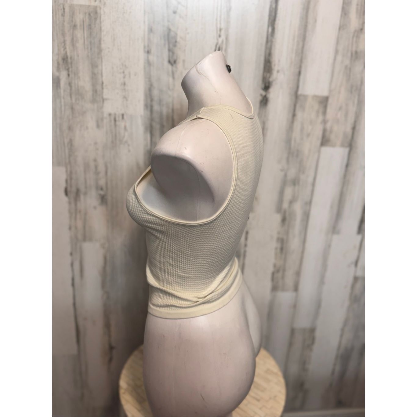 Other Poof New York Ribbed Tank Top | Cream Sleeveless Stretchy Fi Size M / US 6-8 / IT 42-44 - 6 Thumbnail
