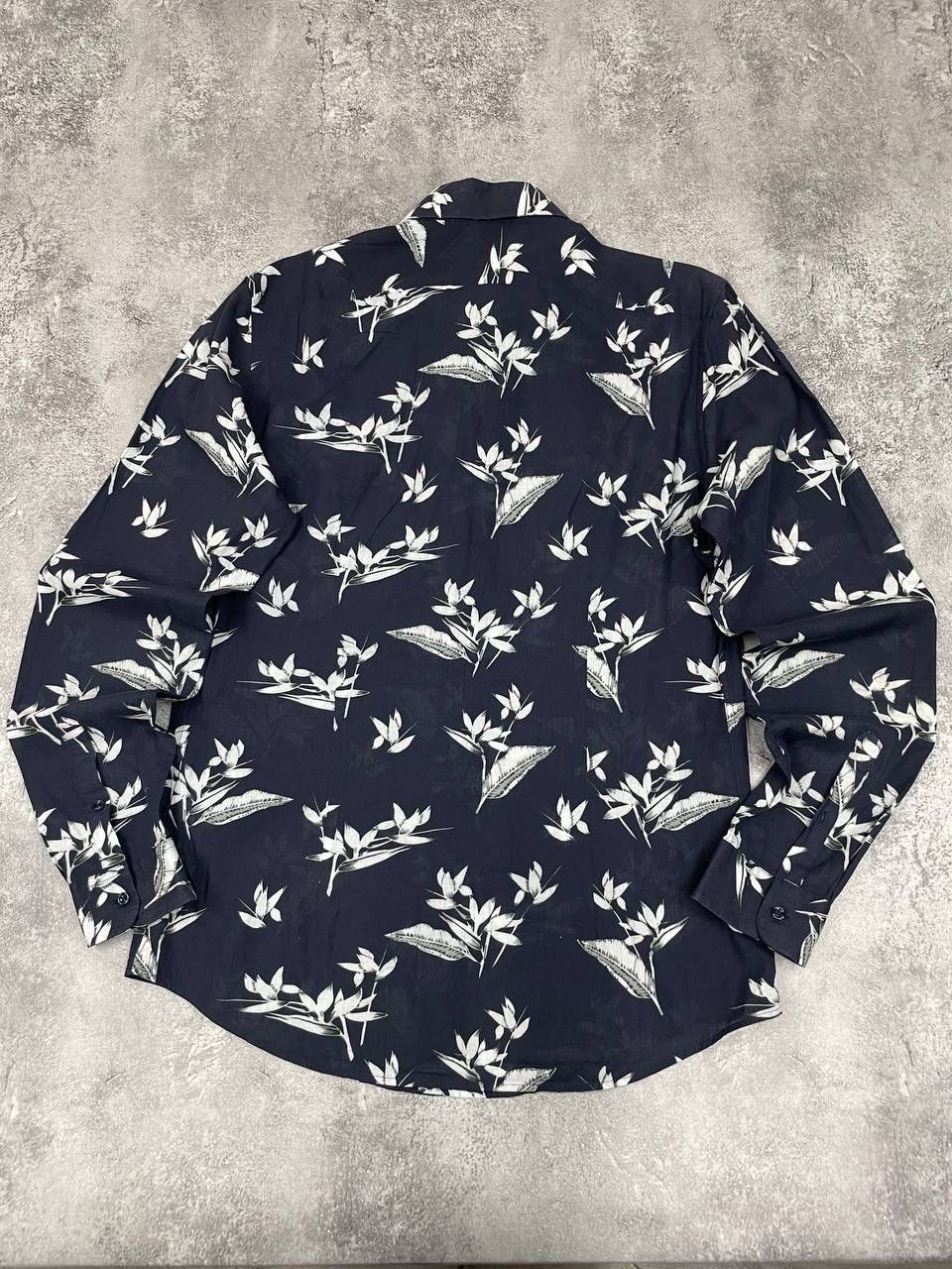 Reiss Reiss Men Viscose Shirt Floral Print Slim Fit Navy Size US L / EU 52-54 / 3 - 6 Thumbnail