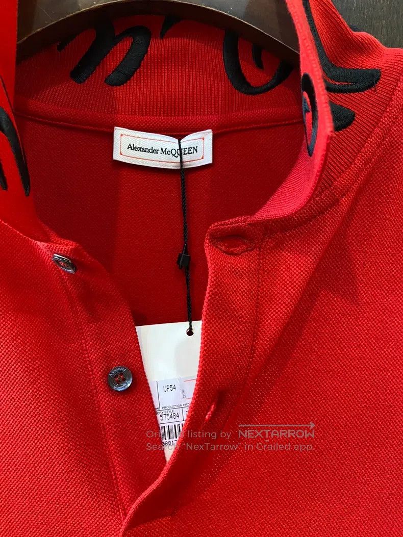 Alexander McQueen Alexander Mcqueen Collar embroidered red short sleeves Size US L / EU 52-54 / 3 - 2 Thumbnail