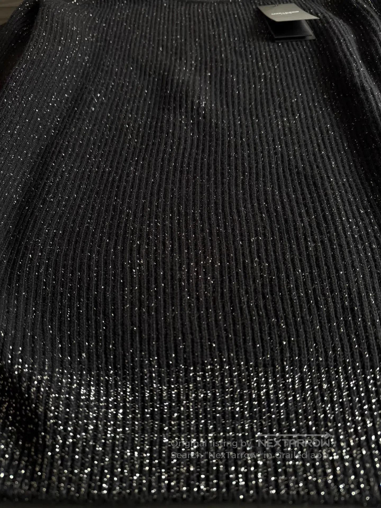 Saint Laurent Paris Black Sparkle Ribbed Knit Sweater. Size US L / EU 52-54 / 3 - 1 Thumbnail