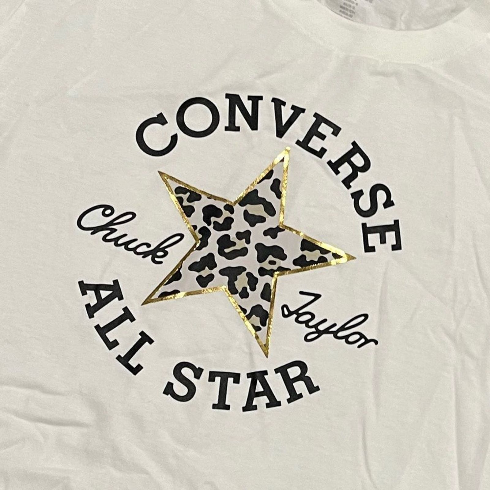 Converse NWOT Converse Leopard Chuck Taylor Patch T-Shirt White Small Size S / US 4 / IT 40 - 2 Thumbnail