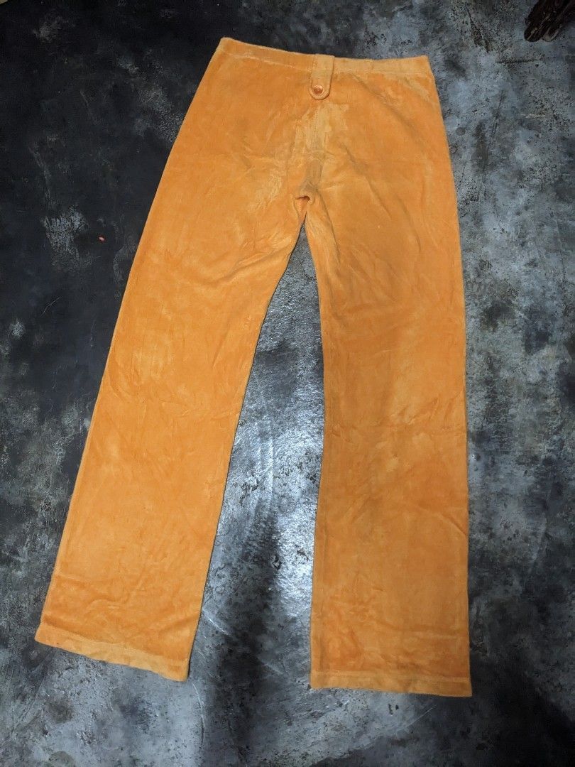 Juicy Couture × Vintage Vintage 90s Juicy Couture Velour Orange Pants Made in USA Size 27" / US 4 / IT 40 - 2 Thumbnail