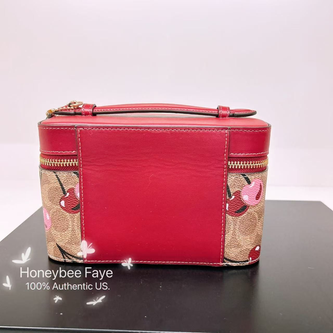 Coach 🍒 Cosmetic Case In Signature Canvas With Cherry CZ025 Size ONE SIZE - 3 Thumbnail