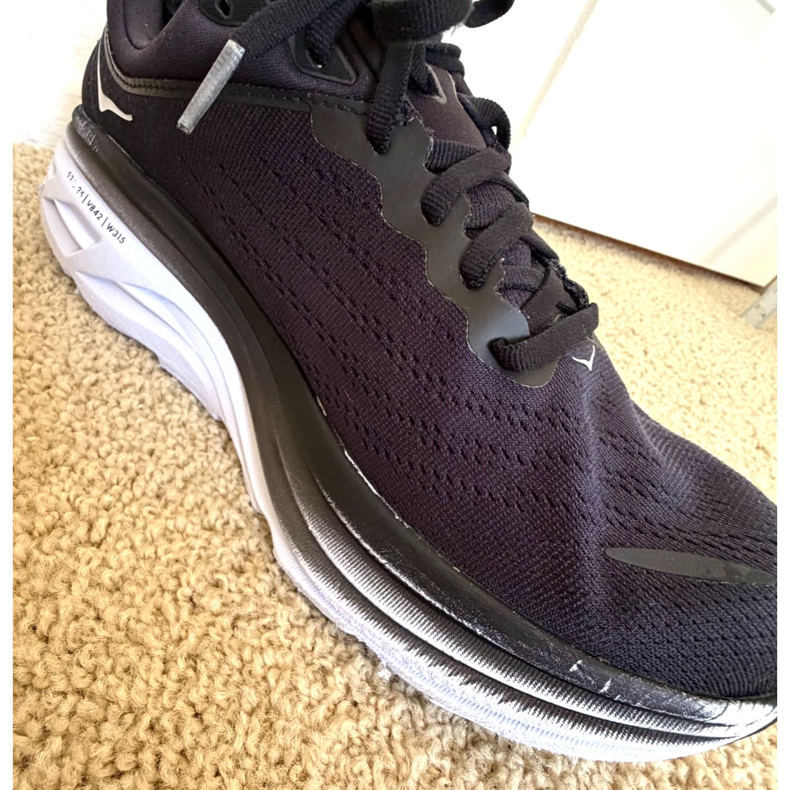 Hoka Hoka Bondi 8 Wide Black White Men's Road Running Sneakers Size US 8 / EU 41 - 11 Thumbnail