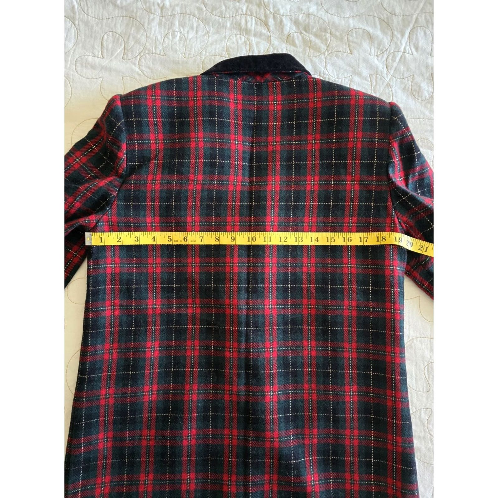 Vintage VINTAGE Sag Harbor Blazer Wool Plaid Red Black Velvet Collar 1990s Women Mens? Size L / US 10 / IT 46 - 7 Thumbnail