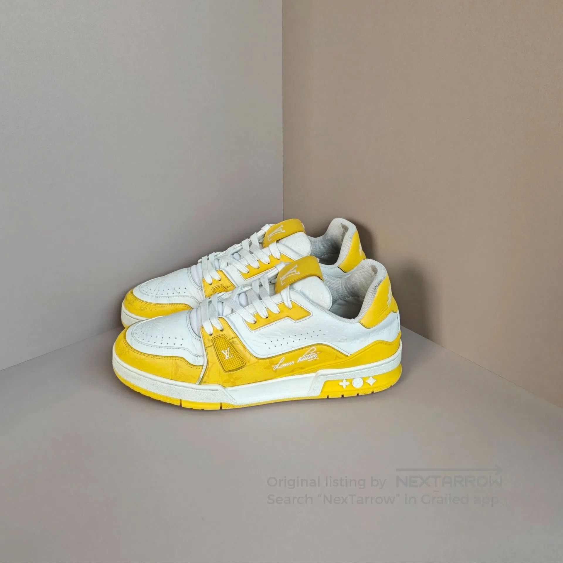 Louis Vuitton LV Trainer White Yellow Sneakers. Size US 8.5 / EU 41-42 - 1 Thumbnail