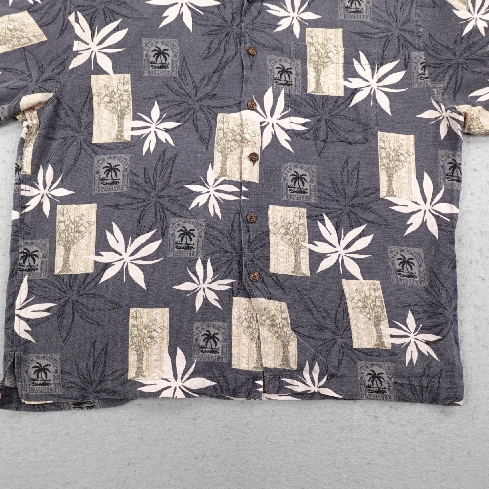 Reyn Spooner Reyn Spooner Shirt Mens XL Gray Hawaiian Aloha Palm Floral Silk Jacquard Camp Size US XL / EU 56 / 4 - 4 Thumbnail