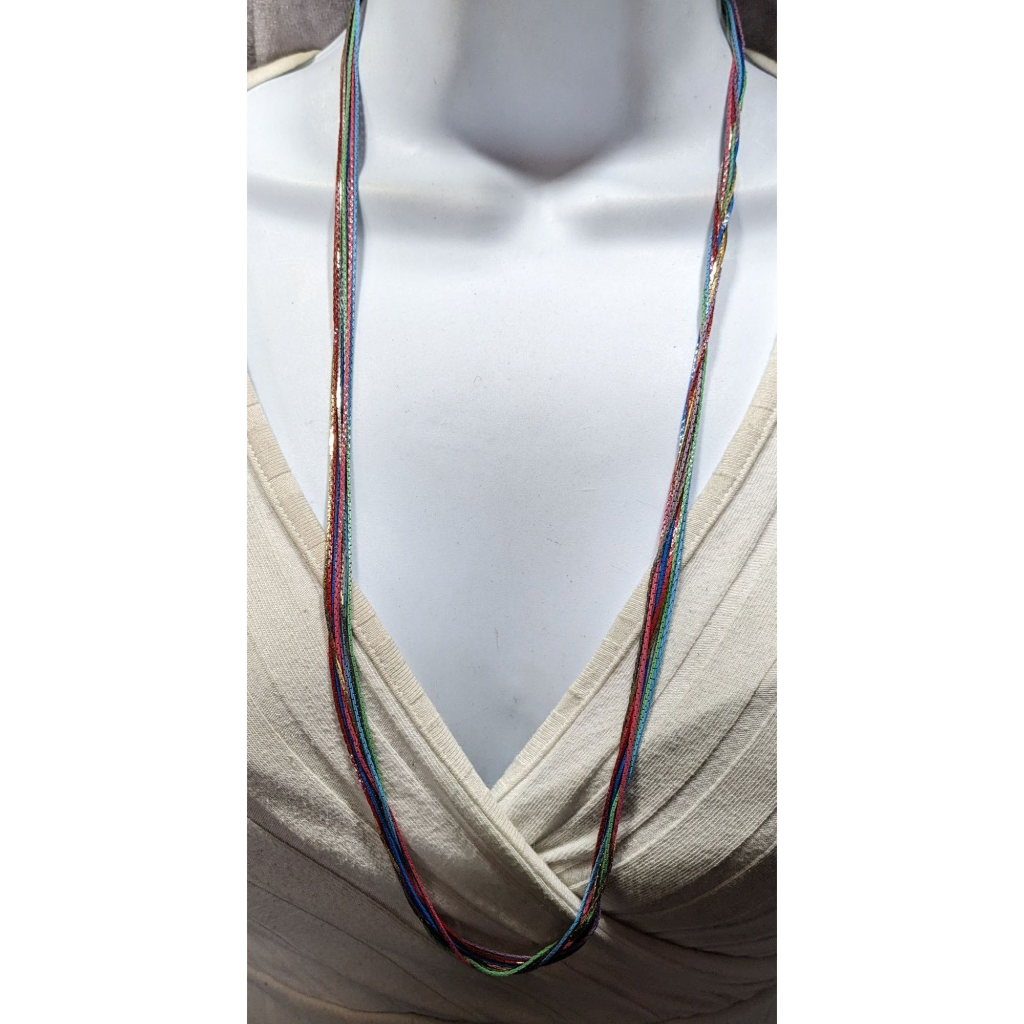 Other Vintage Rainbow Multistrand Metallic Thread Necklace Size ONE SIZE - 3 Thumbnail