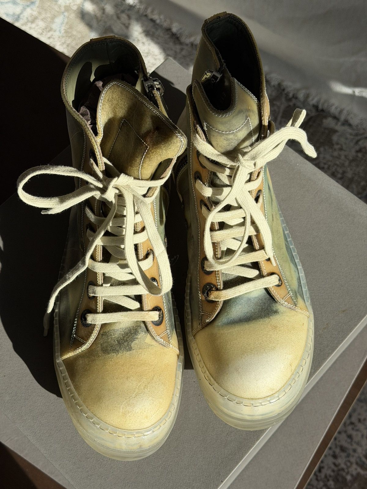 Rick Owens Rick Owens SS19 Babel No Cap High Top Transparent Leather Size US 12 / EU 45 - 15 Thumbnail