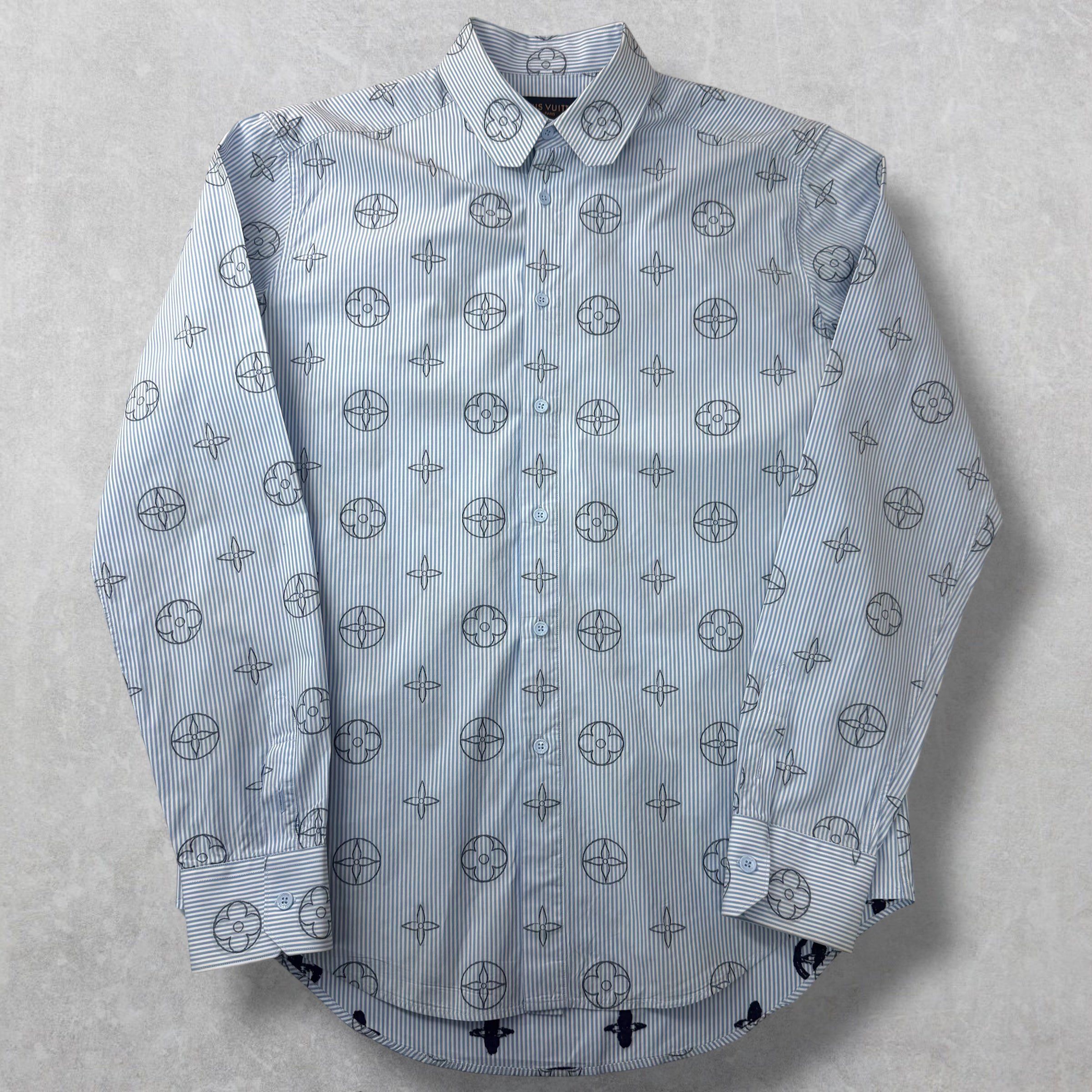 Louis Vuitton Louis Vuitton Monogram Placed Graphic Striped Shirt M Size US M / EU 48-50 / 2 - 1 Thumbnail