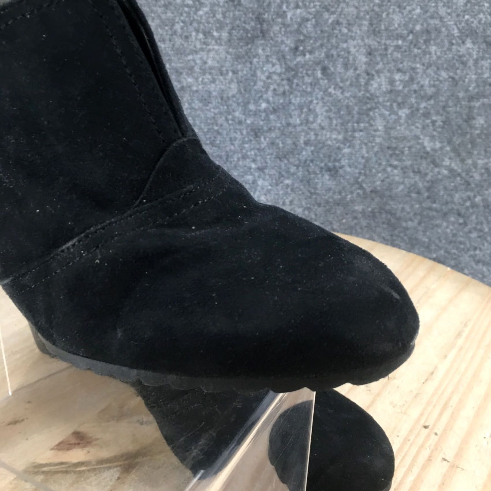 Vintage Lifestride Ankle Boots Womens 9M Black Suede Wedge Heel Casual Bootie Shoes Size US 9 / IT 39 - 5 Thumbnail