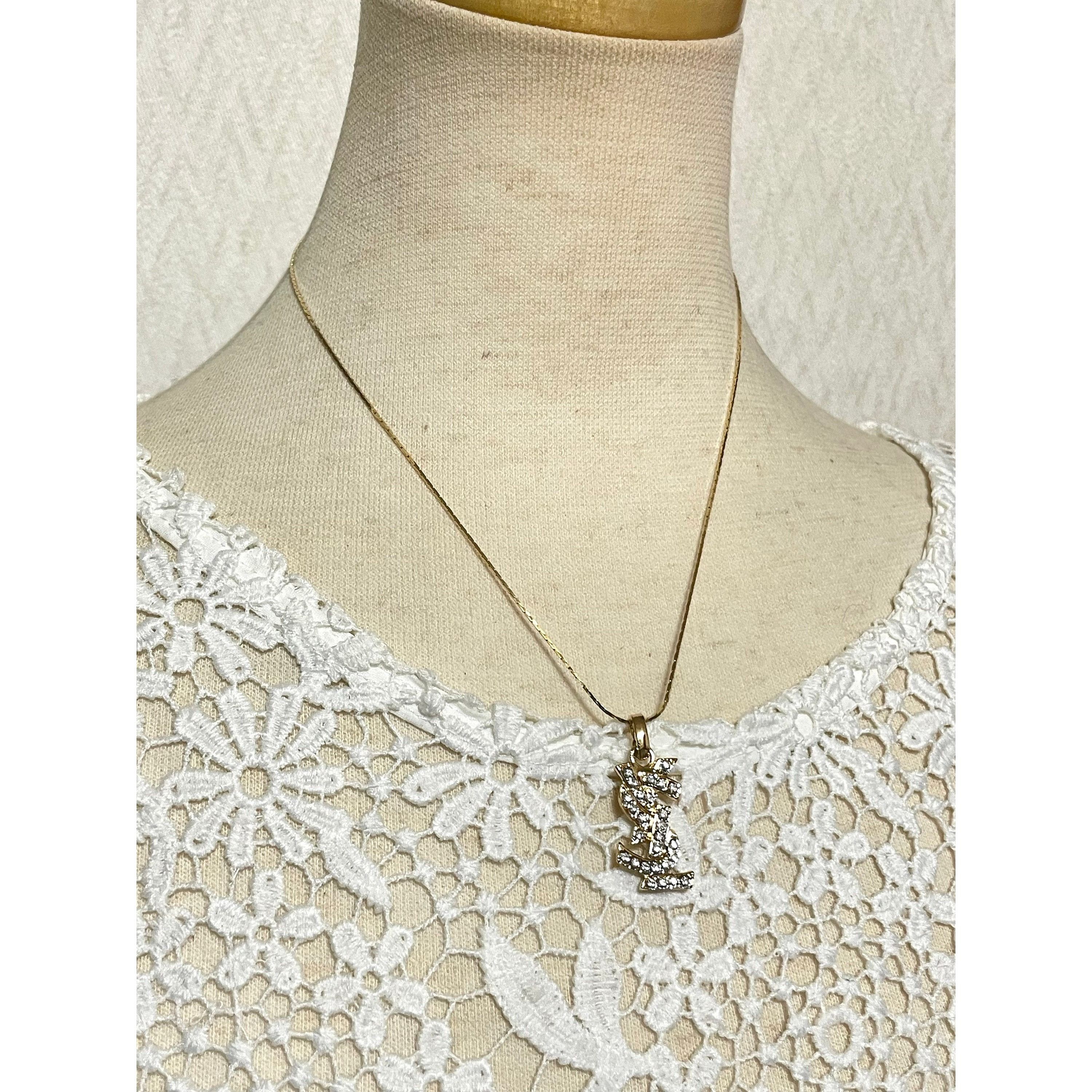 Yves Saint Laurent MINT. Vintage Yves Saint Laurent golden YSL logo necklace Size ONE SIZE - 6 Thumbnail