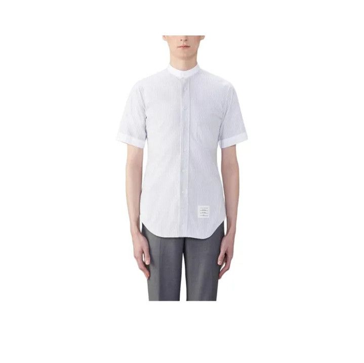 Thom Browne Thom Browne Gray Striped Short Sleeve Shirt Size US S / EU 44-46 / 1 - 1 Thumbnail