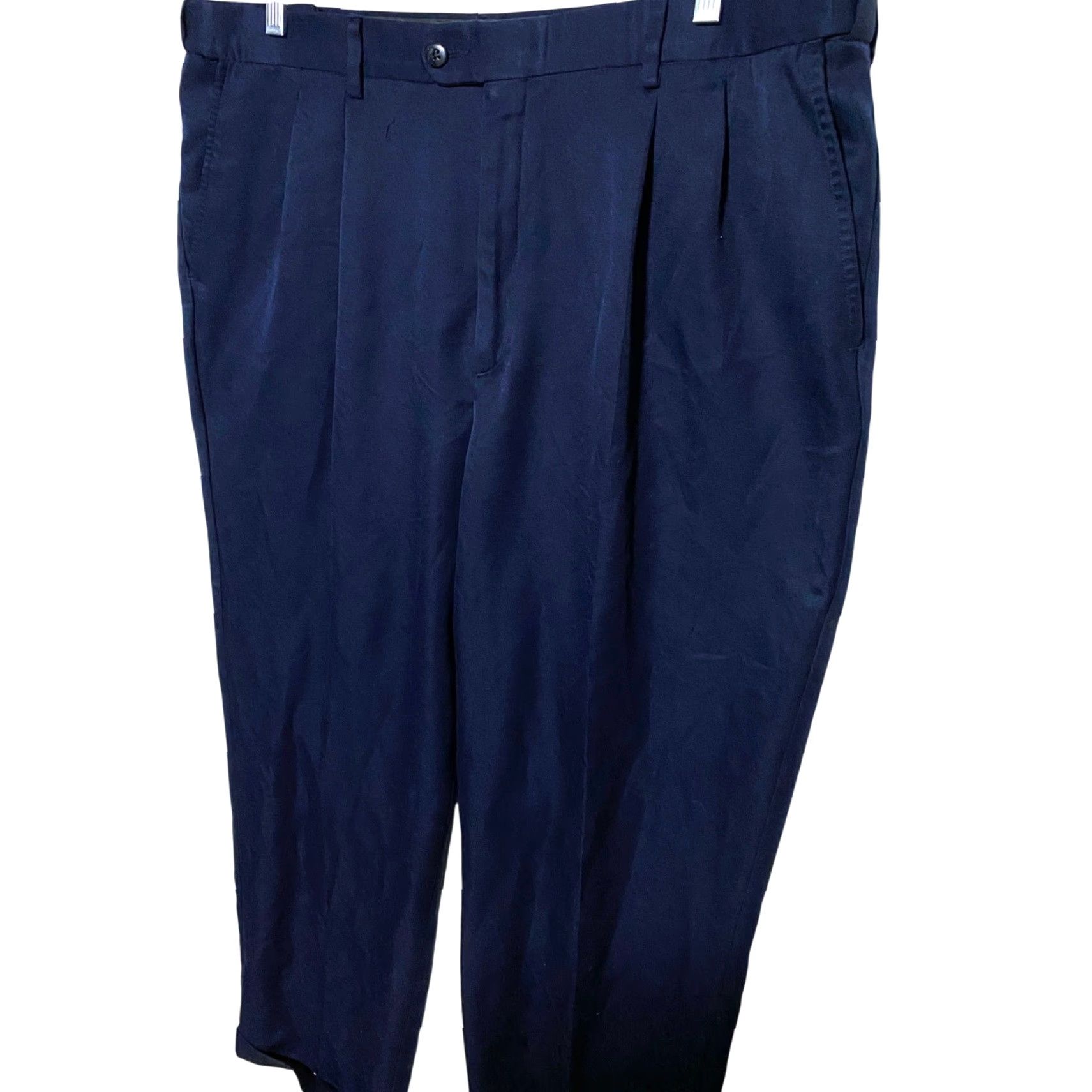 George George Navy Blue Pleated Dress Pants Mens 40x28.5 Office Preppy Workwear Classic Pants Mens Navy Blue Pleated Dress Office Workwear 40x28.5 Mens Size US 40 / EU 56 - 2 Thumbnail