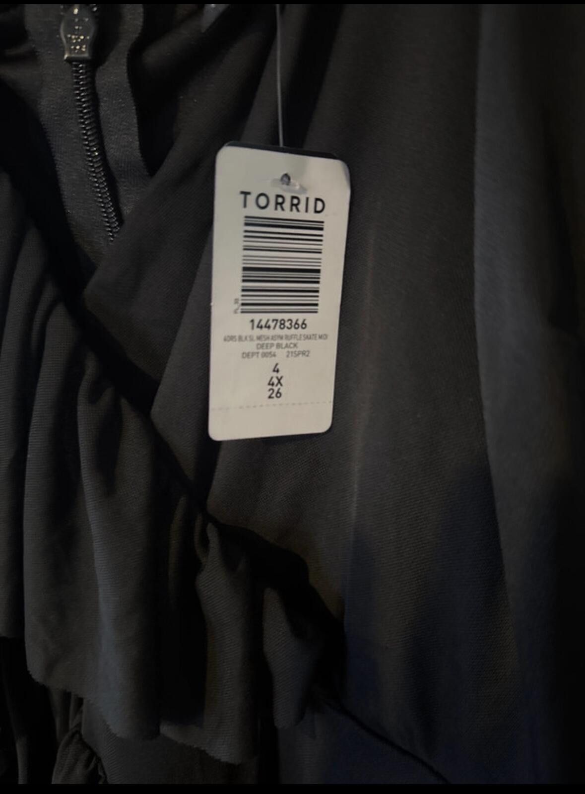 Other Torrid Deep Black Ruffle Detail Dress Size 4X Size 4XL / US 24-26 - 3 Thumbnail