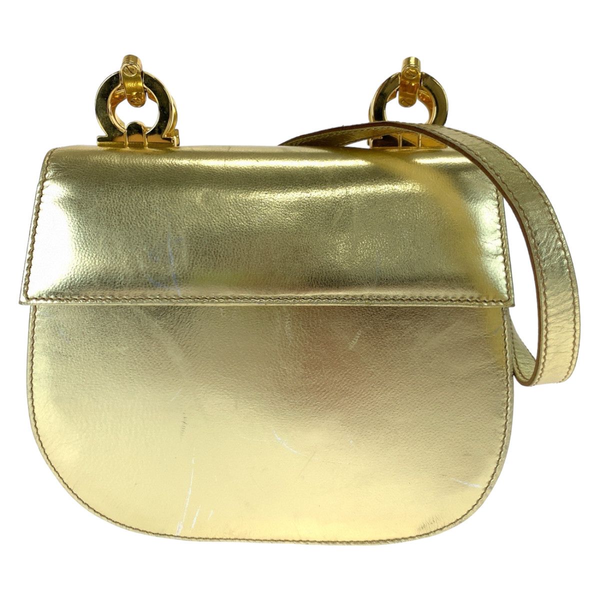 Salvatore Ferragamo Salvatore Ferragamo Salvatore Ferragamo Vintage Gancini Leather/Metallic Leather Shoulder Bag Leather Crossbody Bag P213151 in Very Good Condition Size ONE SIZE - 1 Thumbnail