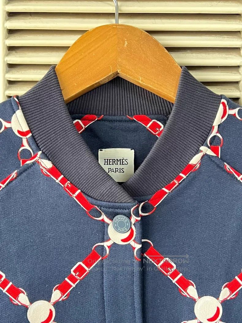 Hermes Hermes Women's chain print jacket, blue Size XXS / US 00 / IT 34 - 3 Thumbnail