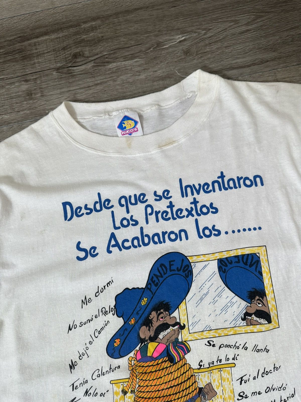 Vintage Vintage Mexico Los Pretextos White Oversized Cowboy Tee Size US XL / EU 56 / 4 - 4 Thumbnail