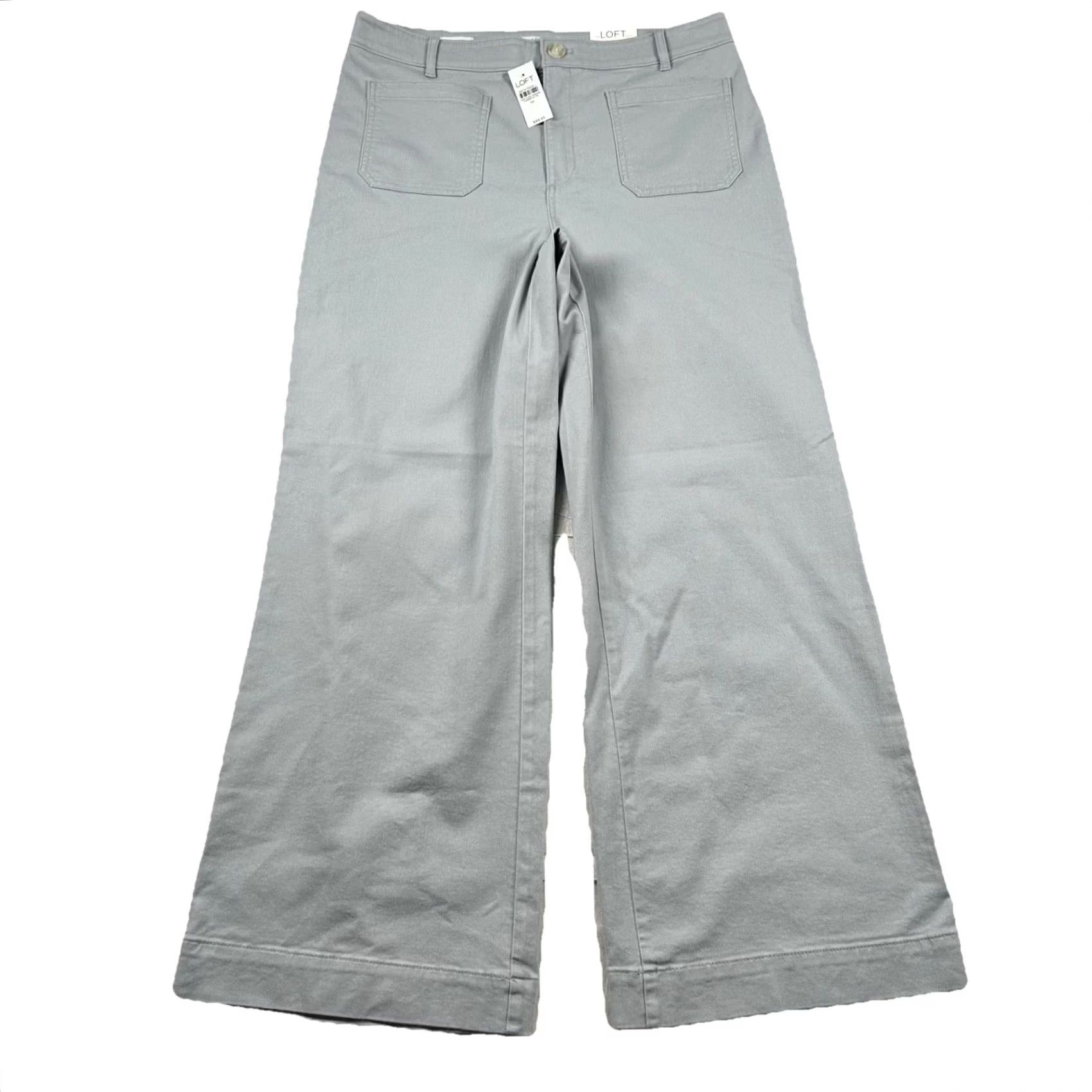 Vintage Loft Pants Womens 14 The Palmer Wide Leg High Rise Twill Gray Silver Size 36" / US 14 / IT 50 - 2 Thumbnail