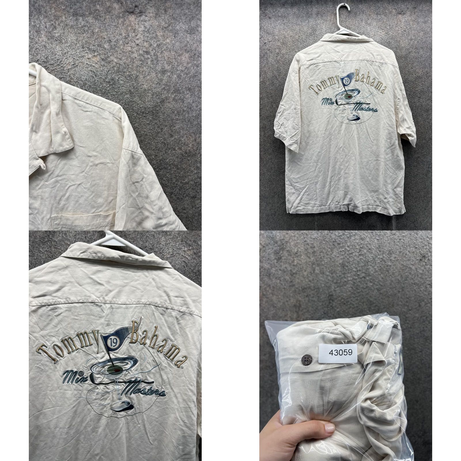 Tommy Bahama Tommy Bahama Shirt Mens XL White Geometric Silk Short Sleeve Button Front Casual Size US XL / EU 56 / 4 - 8 Thumbnail