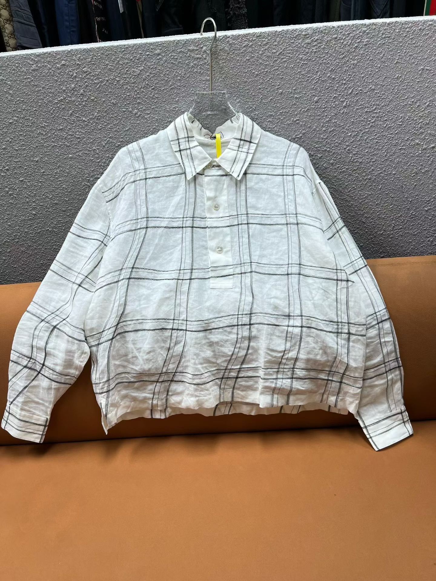 Hermes Hermes Linen Check Long-Sleeve Shirt Size US XXS / EU 40 - 1 Thumbnail