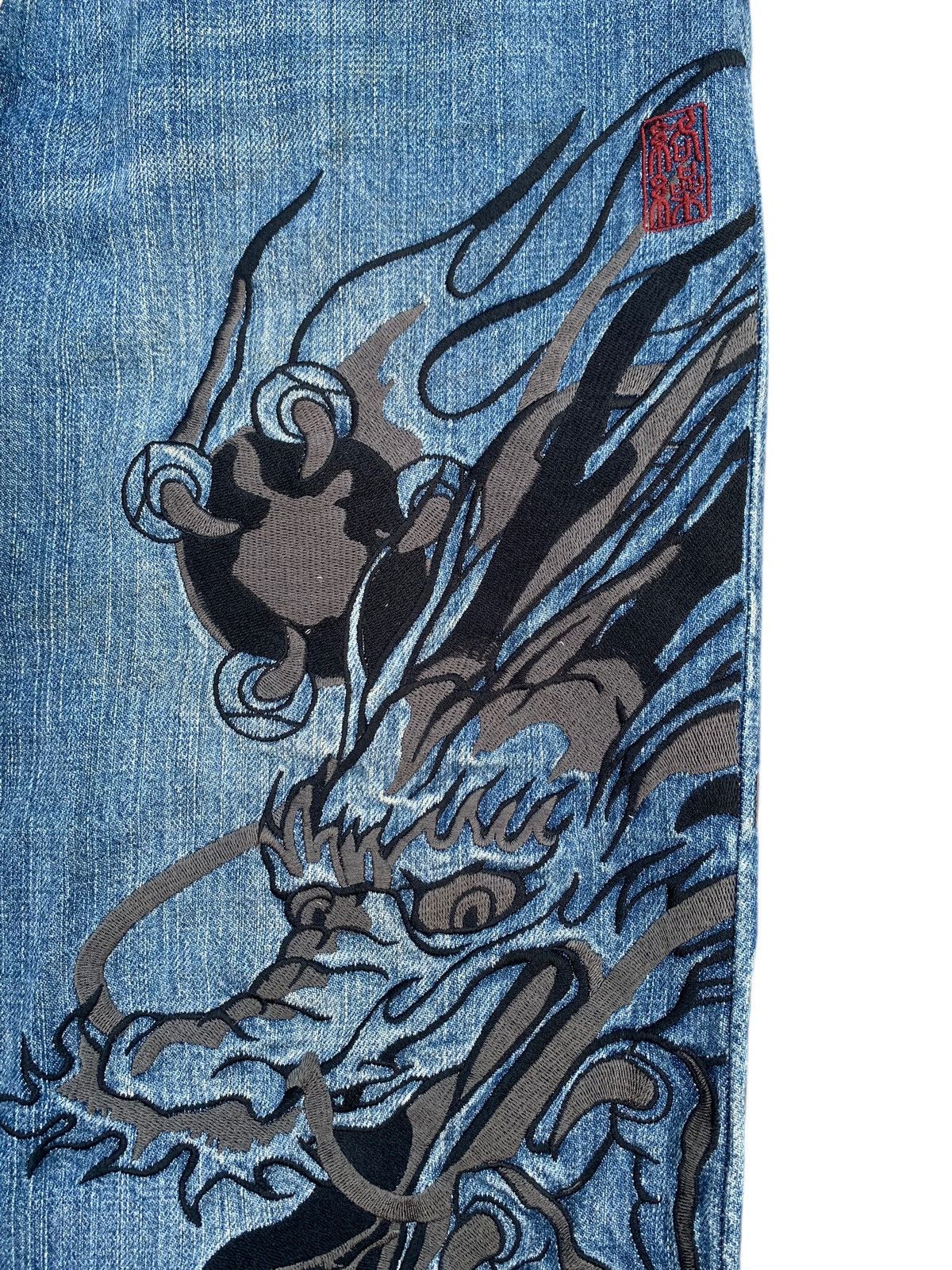 Kapital KARAKURI TAMASHI DRAGON EMBROIDERY JAPANESE SUKAJAN DENIM Size US 34 / EU 50 - 12 Thumbnail