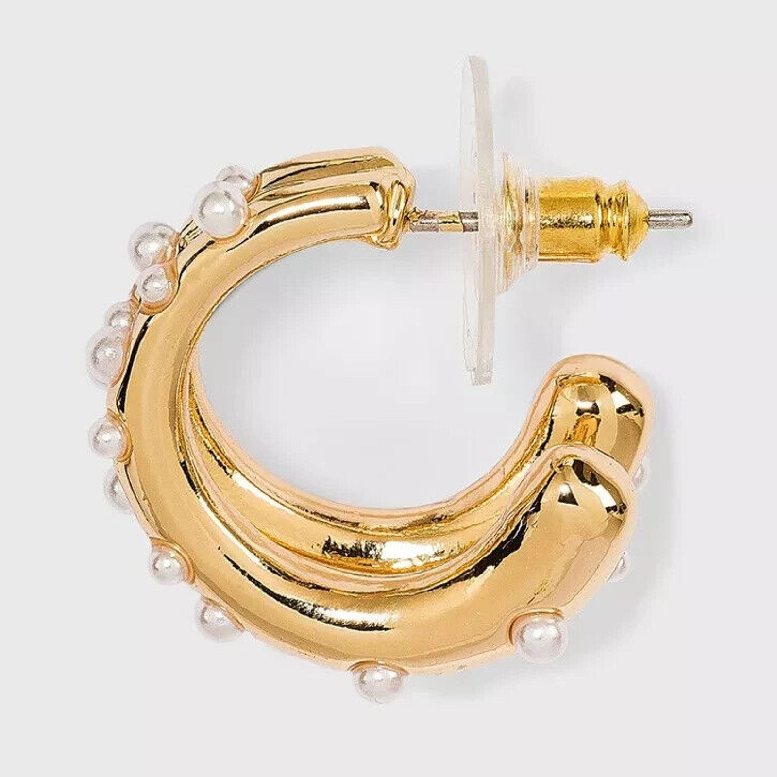 Other SUGARFIX by BaubleBar Pearl Gold Double Hoop Earrings Size ONE SIZE - 2 Thumbnail