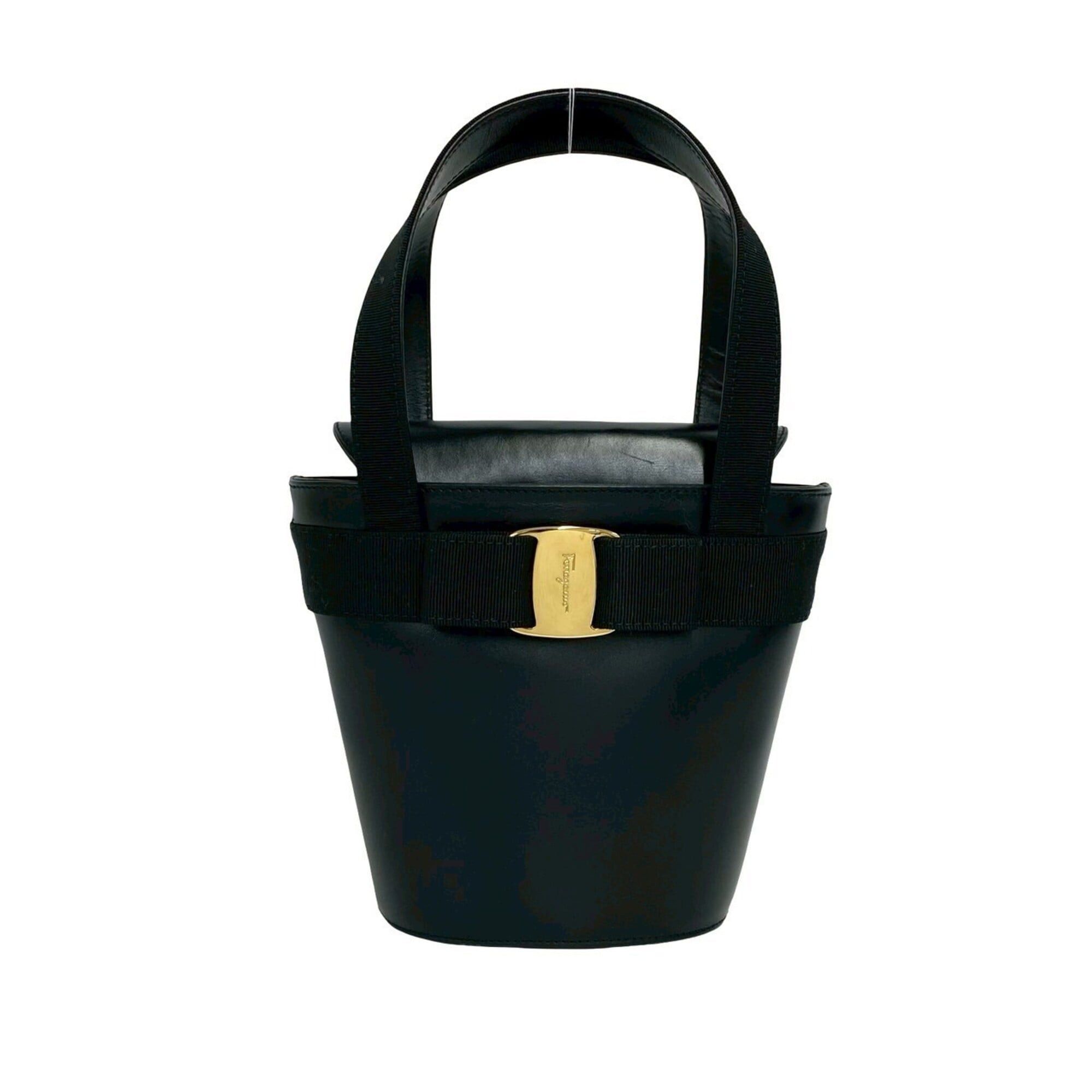 Salvatore Ferragamo Salvatore Ferragamo Vintage Vara Ribbon Leather Handbag, Black, 47876 Size ONE SIZE - 1 Thumbnail