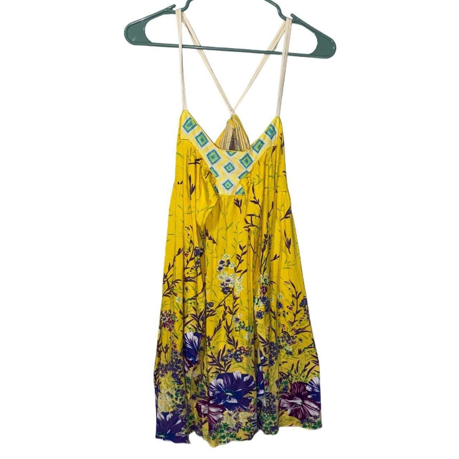 Free People Free People Women's Yellow and Pink Dress Size XS / US 0-2 / IT 36-38 - 1 Thumbnail