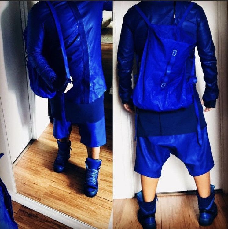 Nuclear Blue Yak Leather Shorts