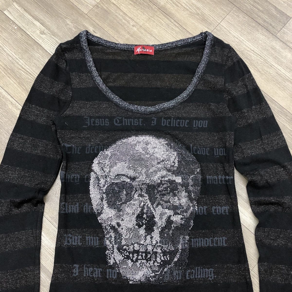 If Six Was Nine × Japanese Brand 2000s Maralia Poem Skull Lgb Stretching Striped LongSleeve Size US XS / EU 42 / 0 - 2 Thumbnail