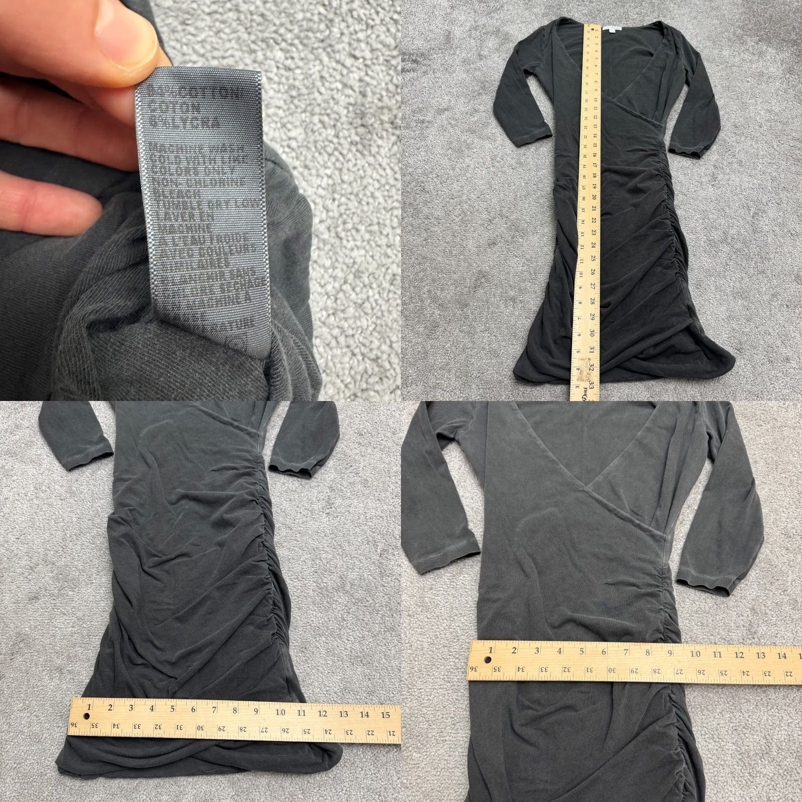 James Perse James Perse Ruched Wrap Bodycon Midi Dress Womens 1 S Charcoal Gray Long Sleeve Size XS / US 0-2 / IT 36-38 - 8 Thumbnail