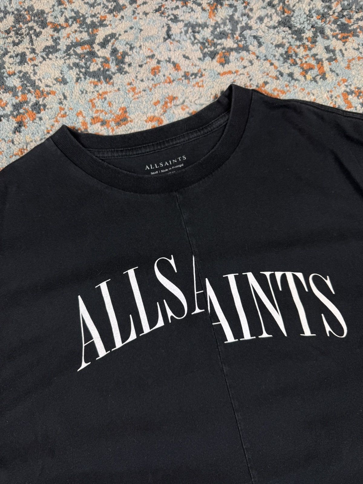 Allsaints × Designer Allsaints split big logo spellout washed tee Size US M / EU 48-50 / 2 - 4 Thumbnail