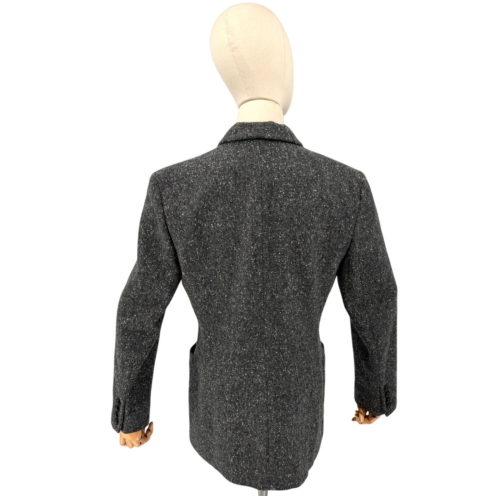 Ralph Lauren Vintage 90s Gray Speckled 100% Wool Academic Patch Blazer Size M / US 6-8 / IT 42-44 - 4 Thumbnail