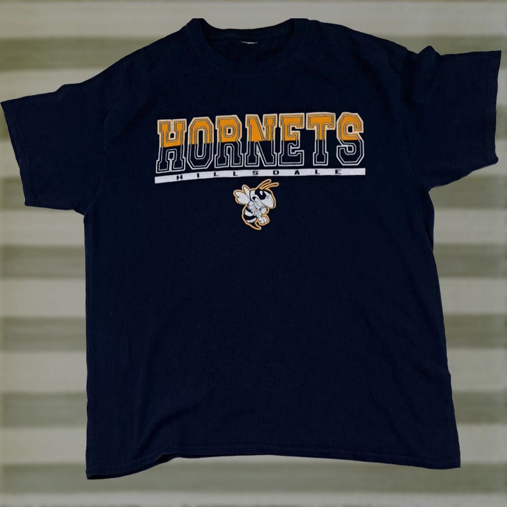 Vintage VINTAGE Hillsdale College Hornets T-Shirt Navy Medium Unisex Adults Cotton Short Sleeve Crew Neck 90s Solid Blue Fan Friends Mens / Womens Size US M / EU 48-50 / 2 - 1 Thumbnail