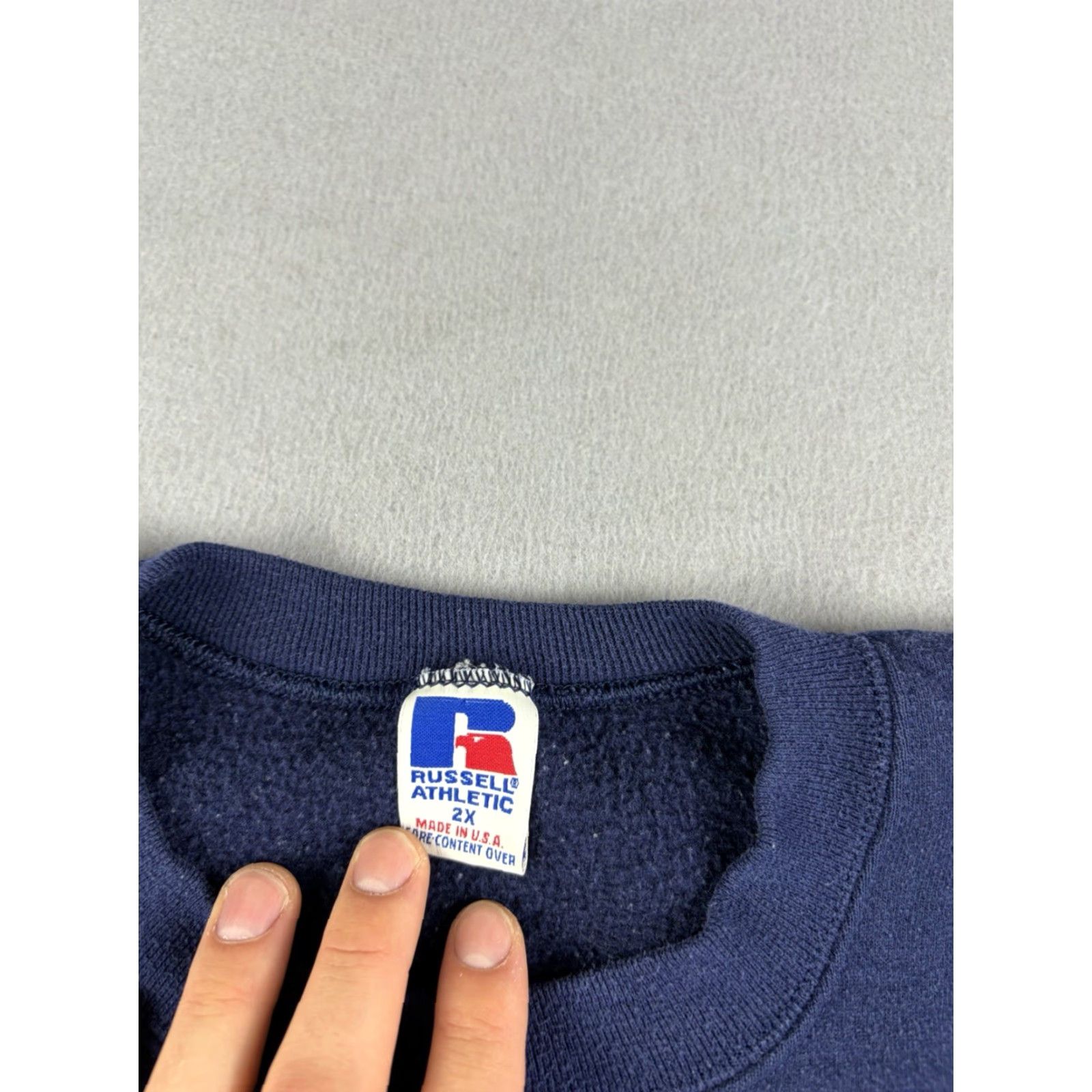 Russell Athletic VINTAGE Russell Athletic Sweatshirt Mens 2XL Blue Hooded Pullover Sweatshirt 90s USA Made Size US XXL / EU 58 / 5 - 3 Thumbnail